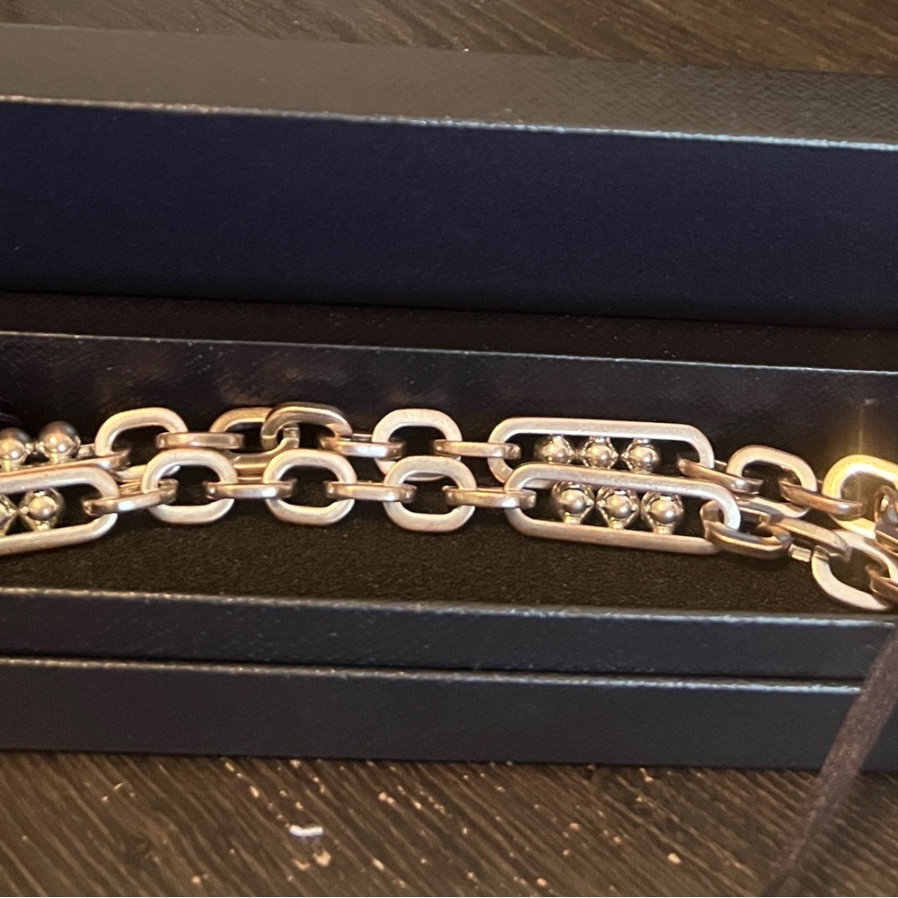 Prada Silver-Tone Chunky Link Necklace with Signature Tag - Picture 7 of 10